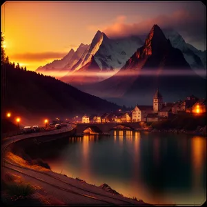 Serene Night Sky Over Lakeside Mountains