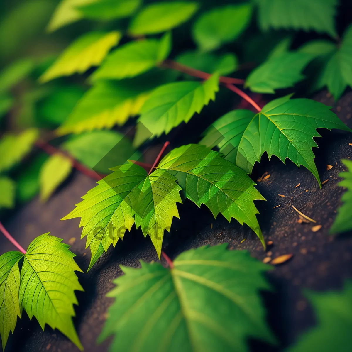 Picture of Lush Sumac Tree Leaves in Bright Forest