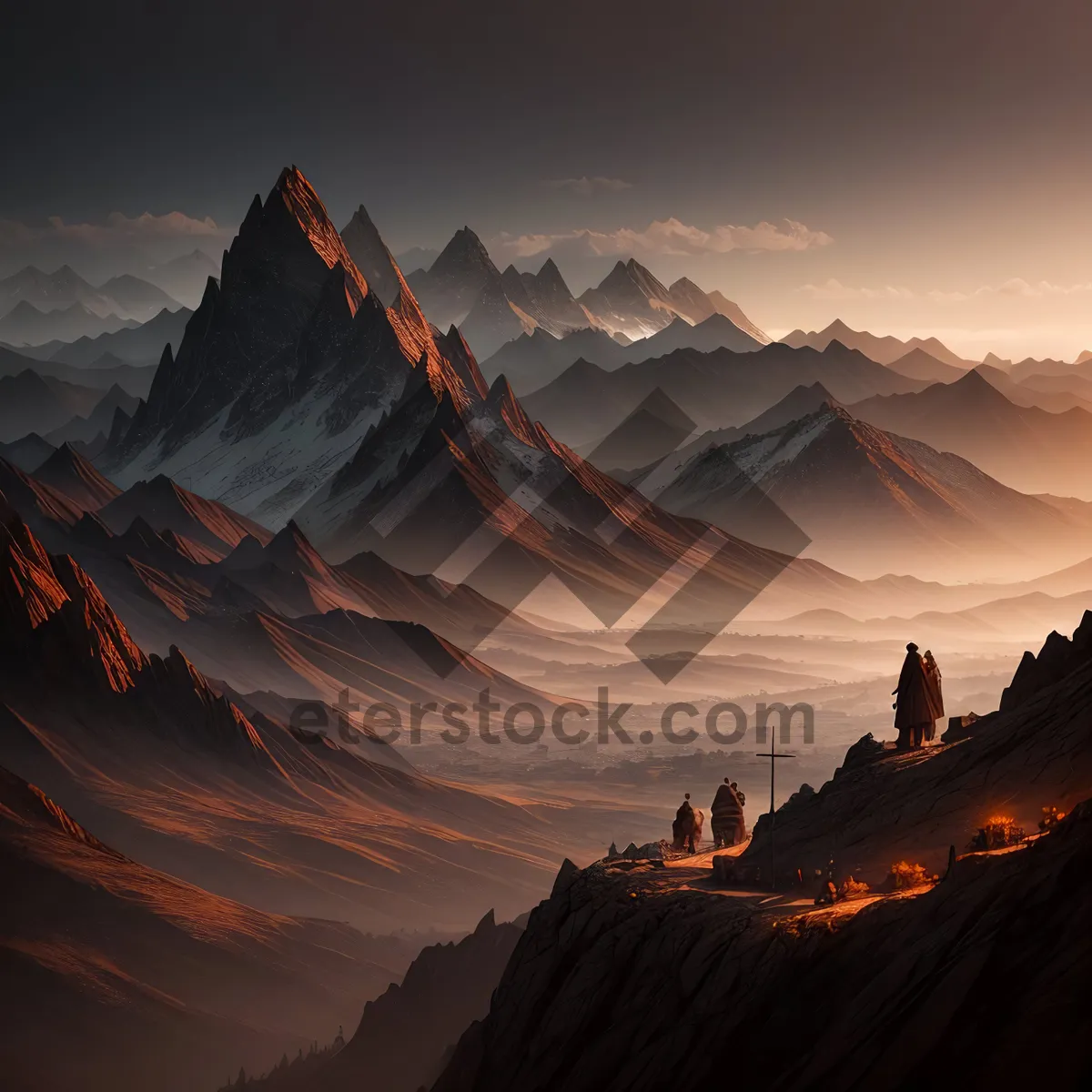 Picture of Serene Alpine Majesty: Majestic Mountain Range at Sunset