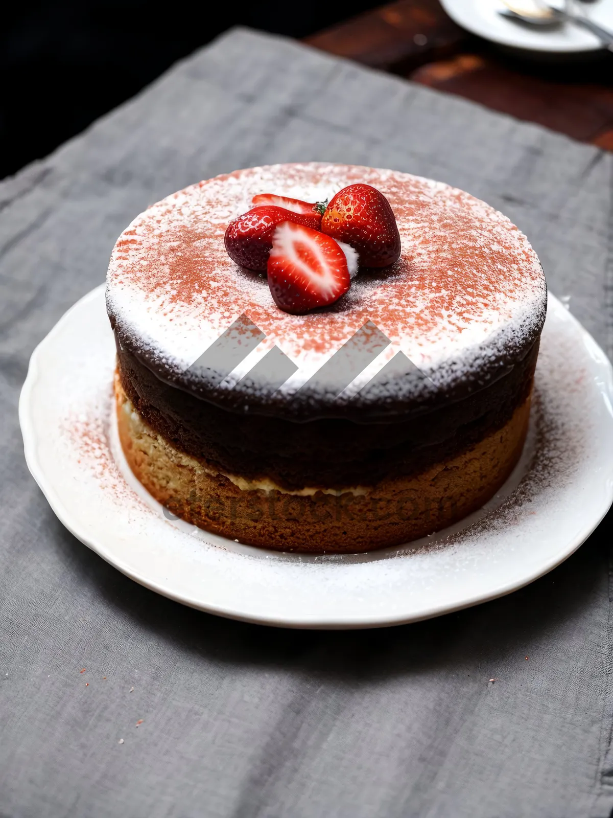 Picture of Delicious fruit-filled breakfast plate with cake and cream.