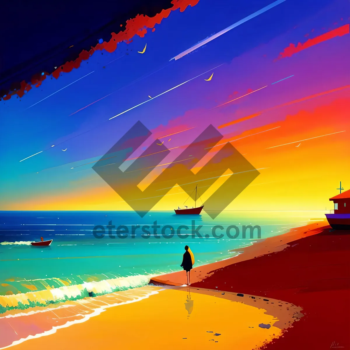 Picture of Golden Sunset over Tropical Beach