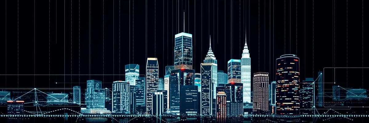 Picture of Modern city skyline at night with neon lights