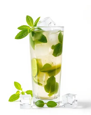 Refreshing Citrus Vodka Cocktail with Mint and Ice