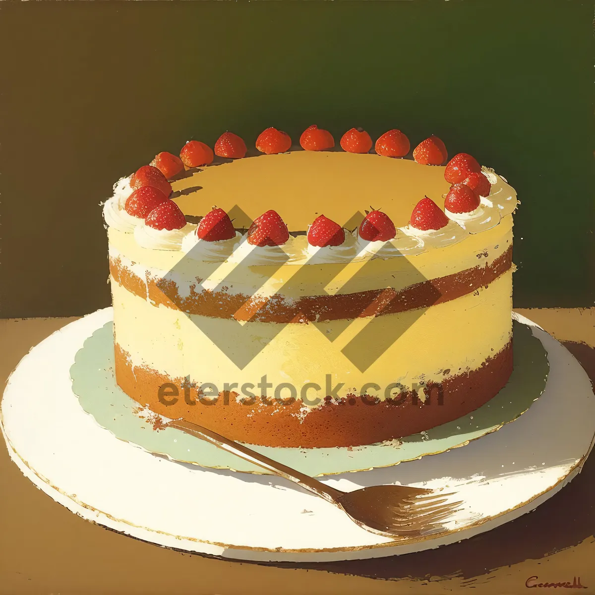 Picture of Sweet Berry Cream Cake: Gourmet Delight with a Hint of Chocolate