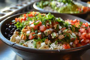 Fresh Vegetable Salad Bowl with Tasty Sauce