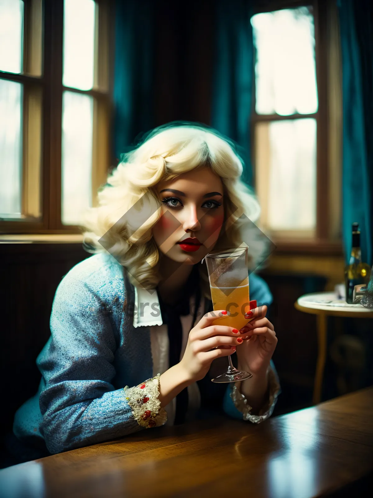 Picture of Smiling Blonde Lady Enjoying Ice Lolly