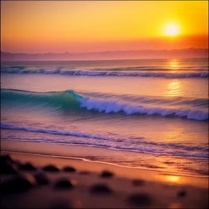 Serene Sunset Reflection on Tropical Beach