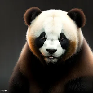 Cute endangered giant panda bear in the zoo.