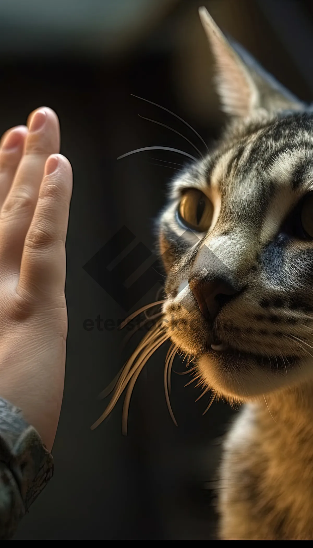 Picture of Striped tabby cat with cute whiskers