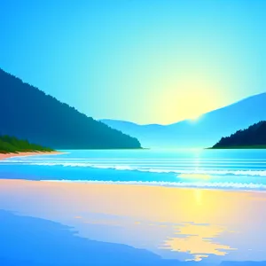 Serene beach sunset over turquoise ocean"
or
"Tropical island paradise at sunrise"
or
"Sun-kissed coastline with crashing waves"
or
"Seaside perfection on a summer vacation"
or
"Idyllic oceanic getaway with stunning sunset