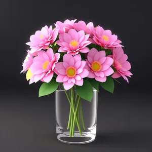 Colorful Spring Floral Bouquet in Pink Vase.