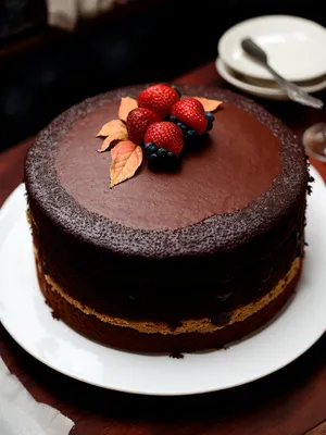 Delicious Chocolate Berry Cake with Mint