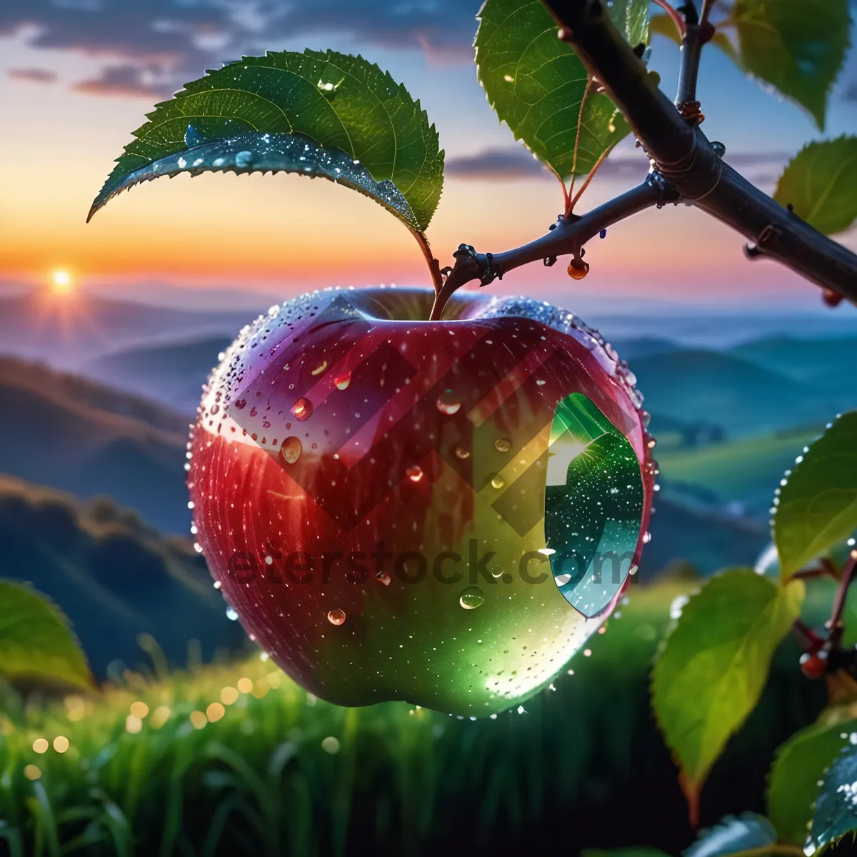 Picture of Fresh and Juicy Red Delicious Apple