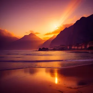Golden Horizon at Dusk - Scenic Beach Sunset