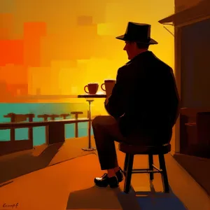 Scholarly Cowboy: Man in Silhouette with a Hat