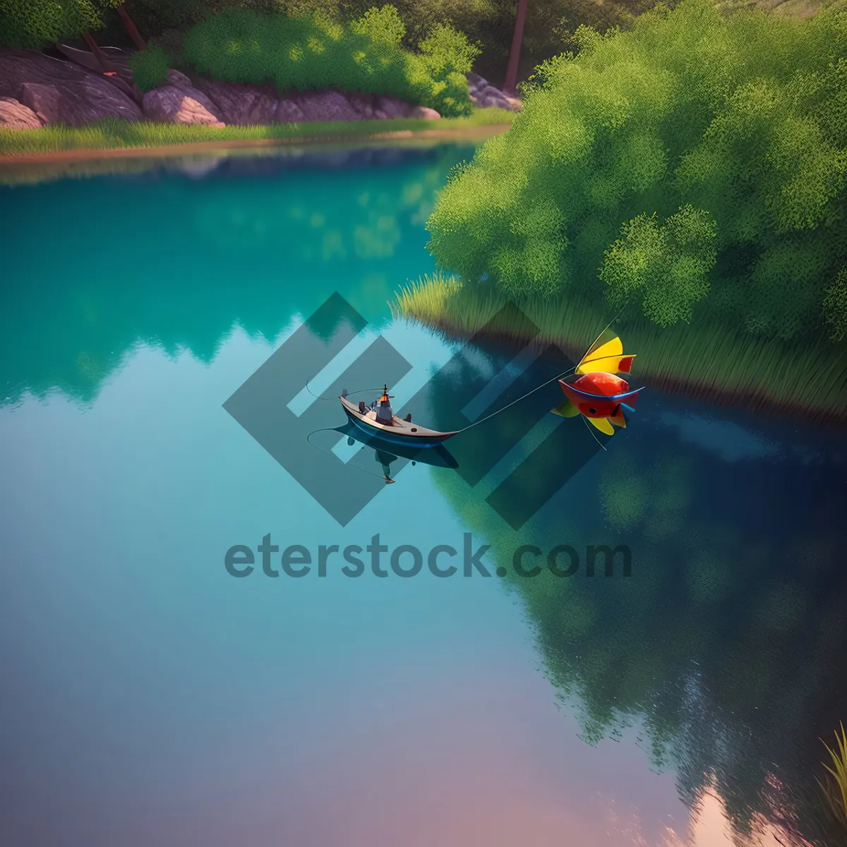 Picture of Adventurous Kayak Gliding Through Serene Waters