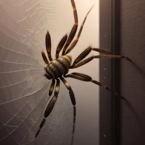 Barn Spider Silhouetted on Webs