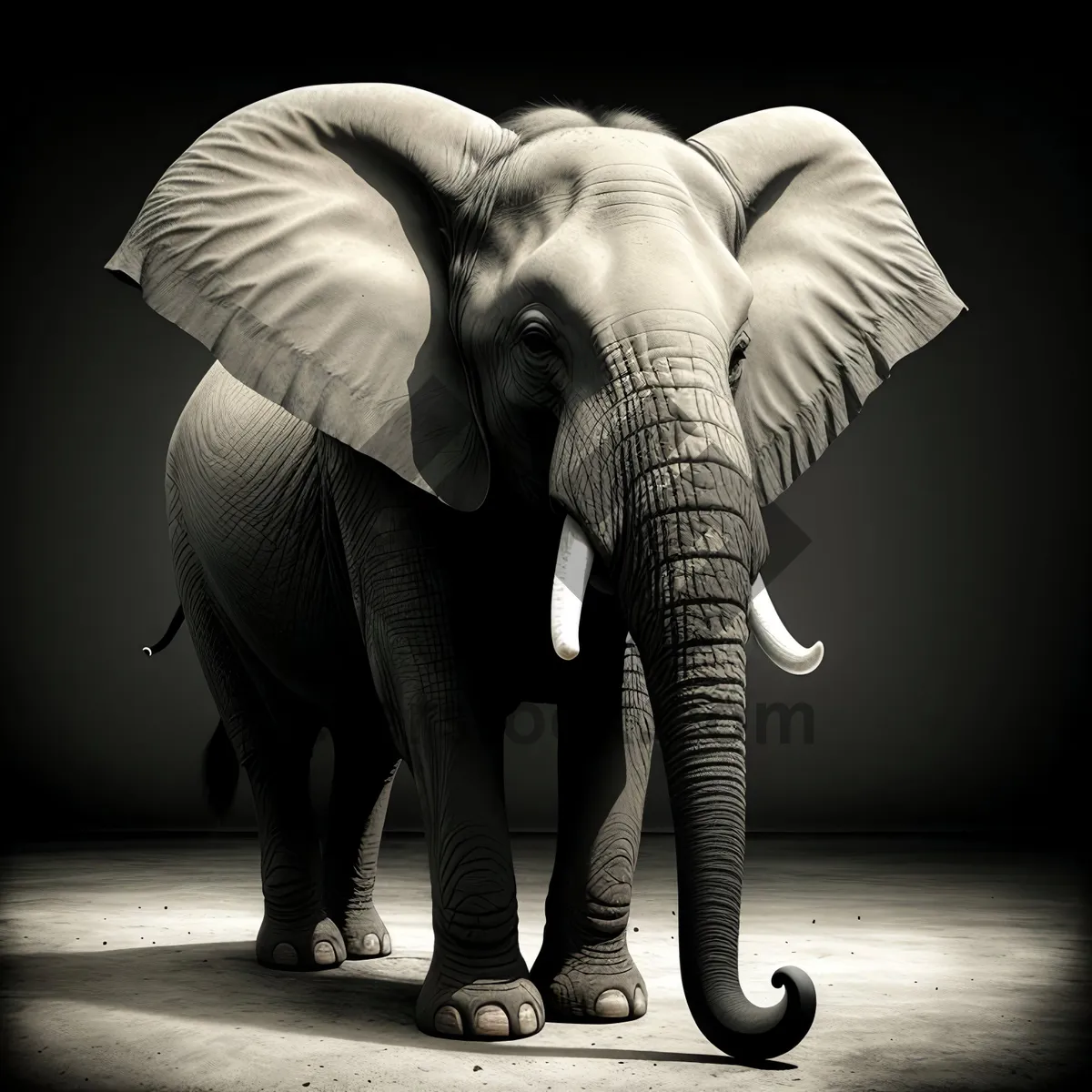 Picture of Majestic Elephant: Wild Safari Mammal with Ivory Tusks