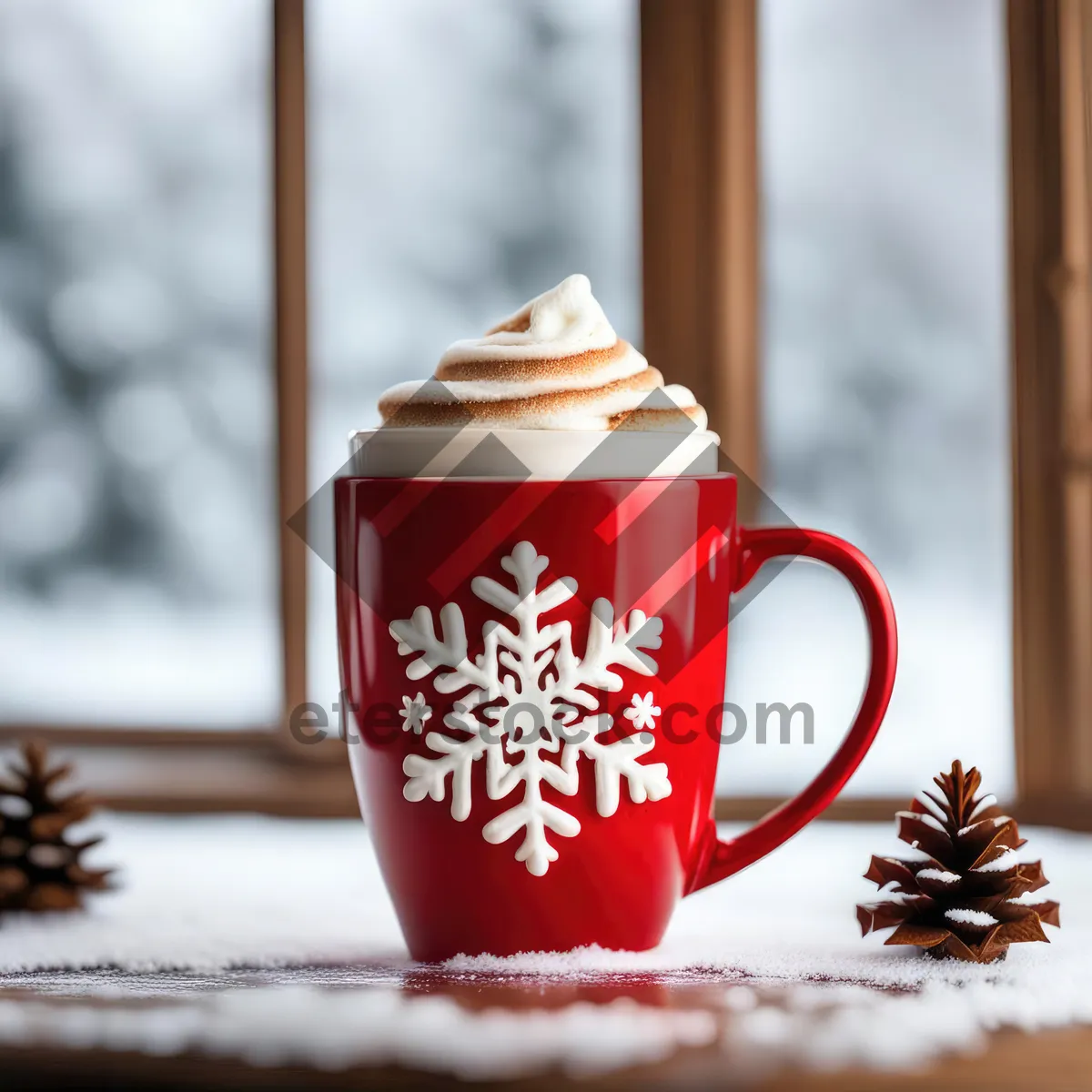 Picture of Morning coffee in a white mug on table