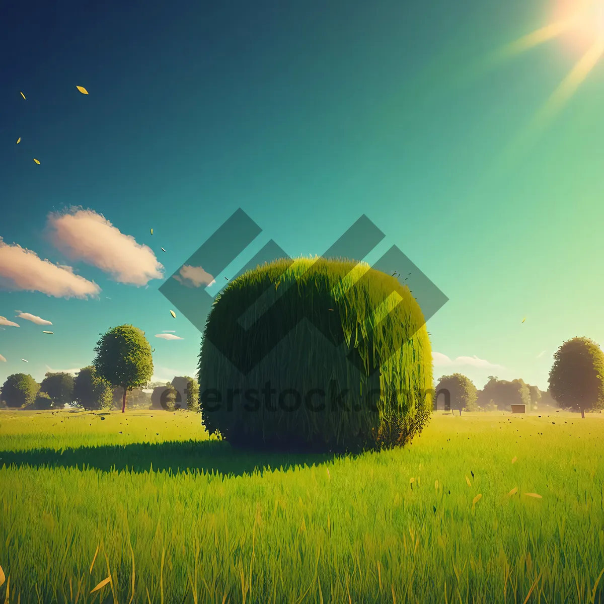 Picture of Golden Harvest: Bales of Hay in Farm Field