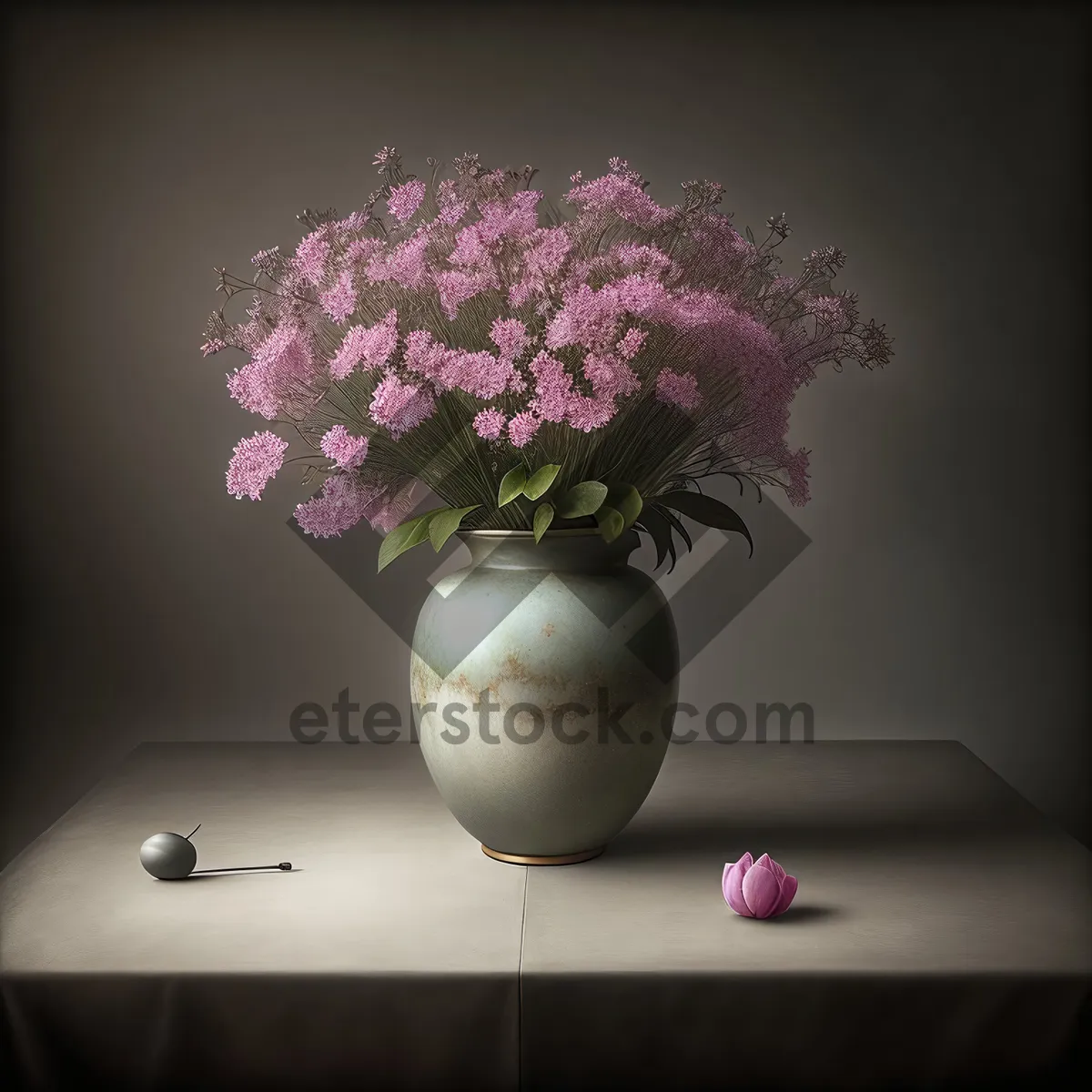 Picture of Pink Lilac Flower Bouquet in Vase: Floral Decoration Design