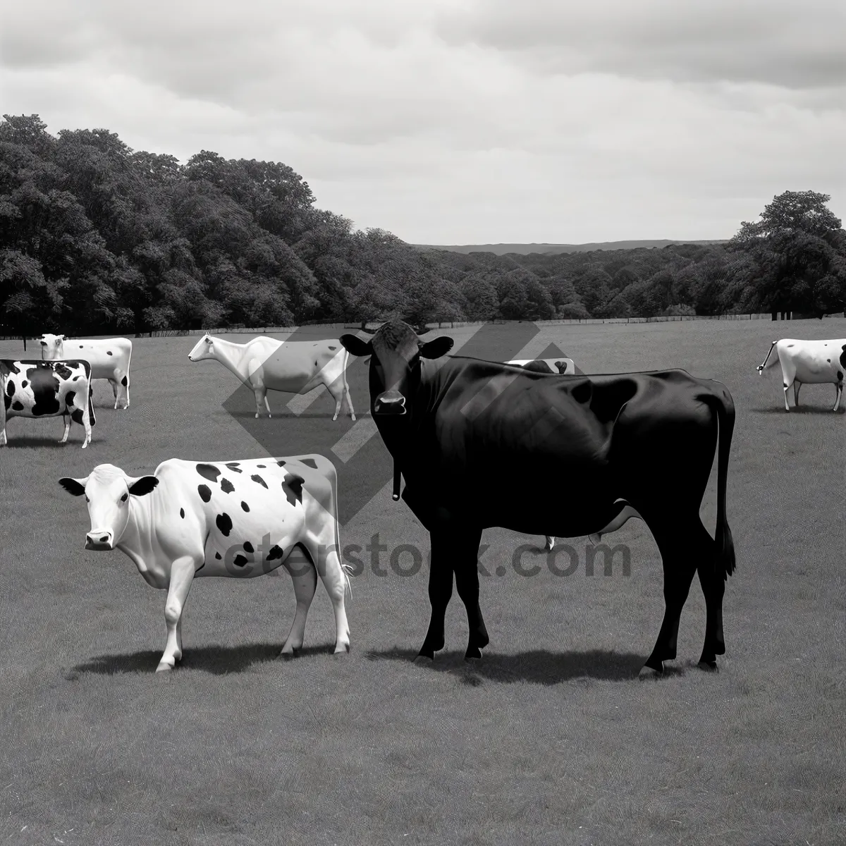 Picture of Idyllic Countryside Ranch with Grazing Livestock