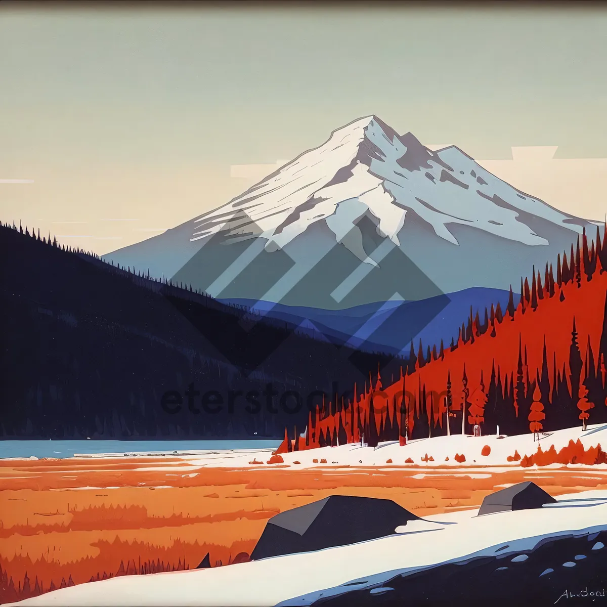 Picture of Majestic Winter Wonderland: Snowy Mountain Peak