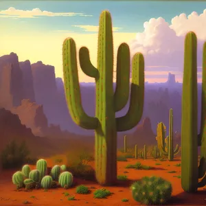 Saguaro Sunset: Majestic Cactus in Desert Landscape