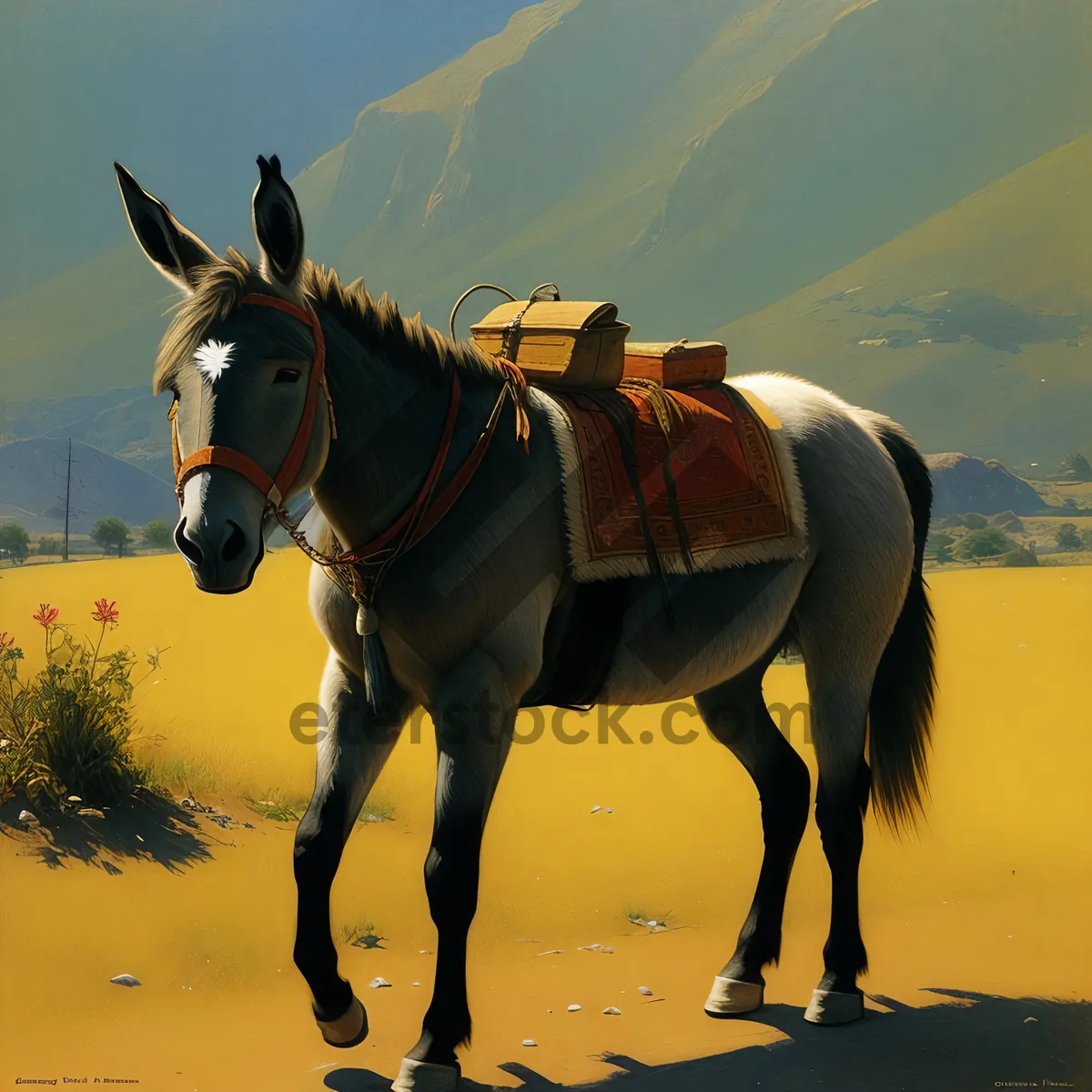 Picture of Stallion in Brown Harness Harness