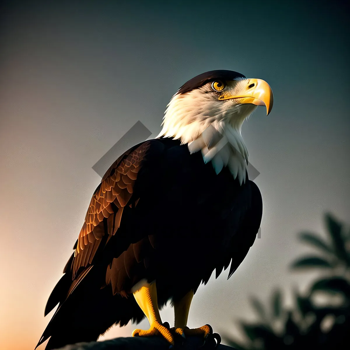 Picture of Majestic Bald Eagle in Flight with Piercing Eye