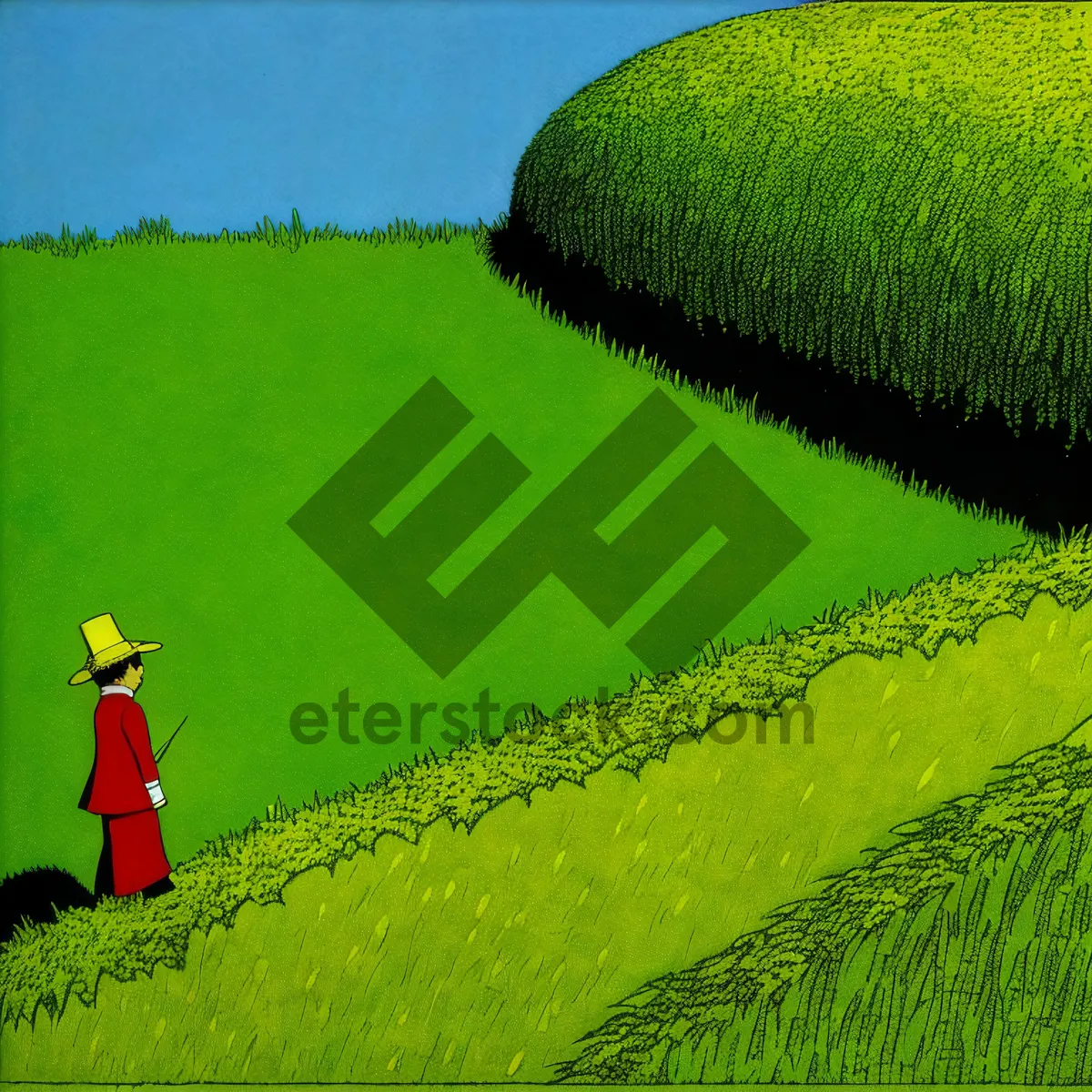 Picture of Vibrant Countryside Field with Colorful Rapeseed Under Clear Skies