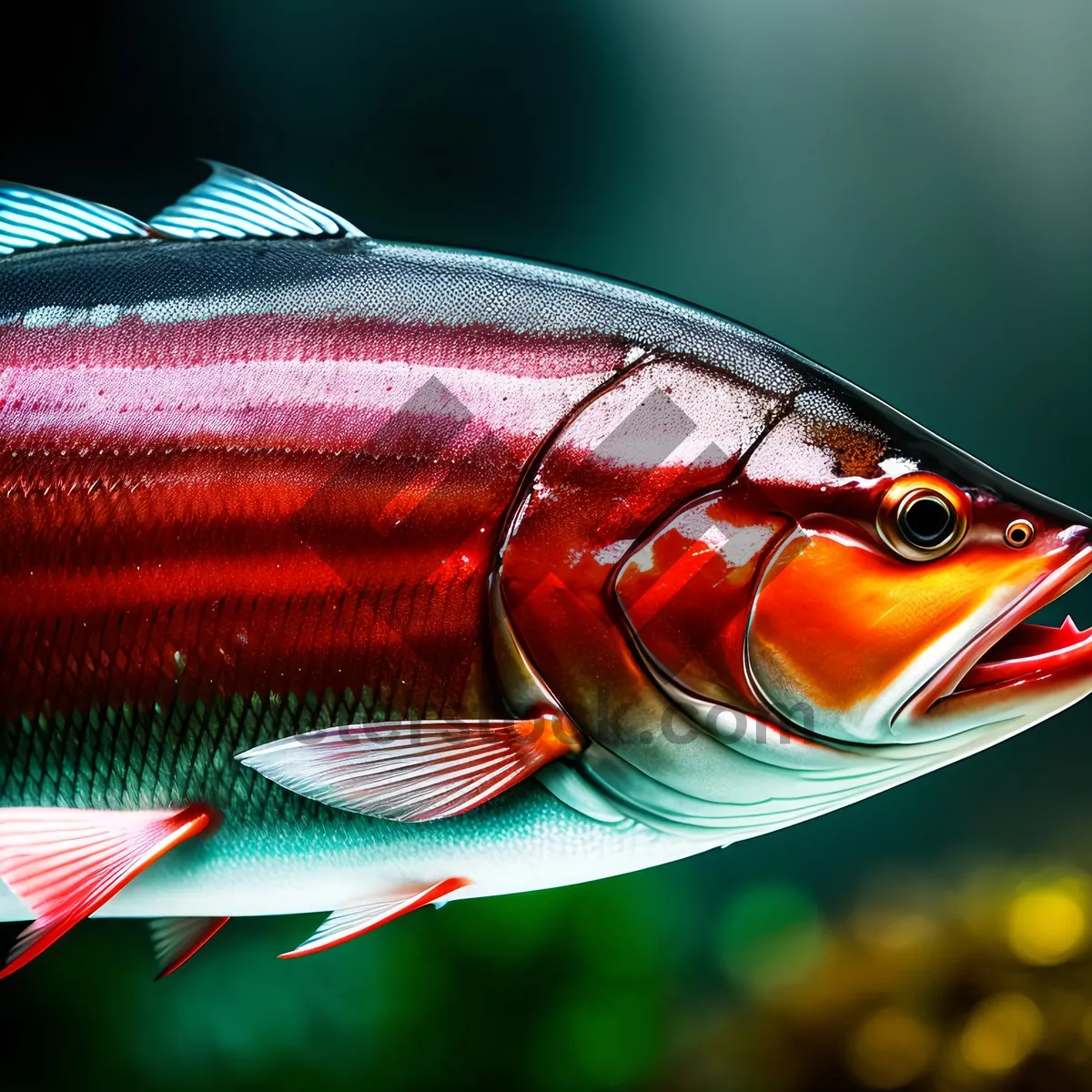 Picture of Underwater fishing expedition catches vibrant tropical seafood.