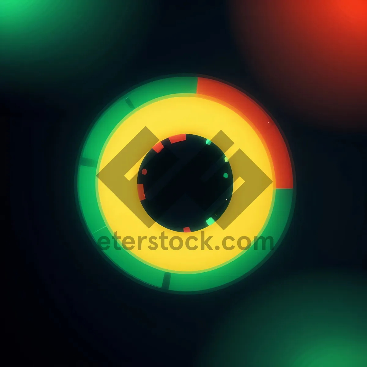 Picture of Shiny Black Glass Circle Button Design Element