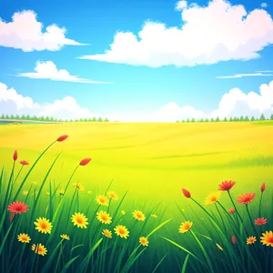 Vibrant Summer Meadow in Rural Landscape