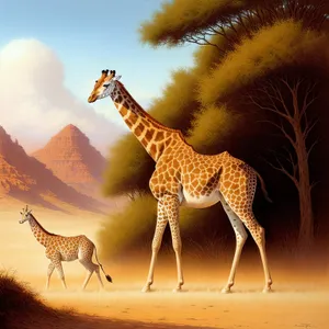 Tall Giraffe in the African Wilderness