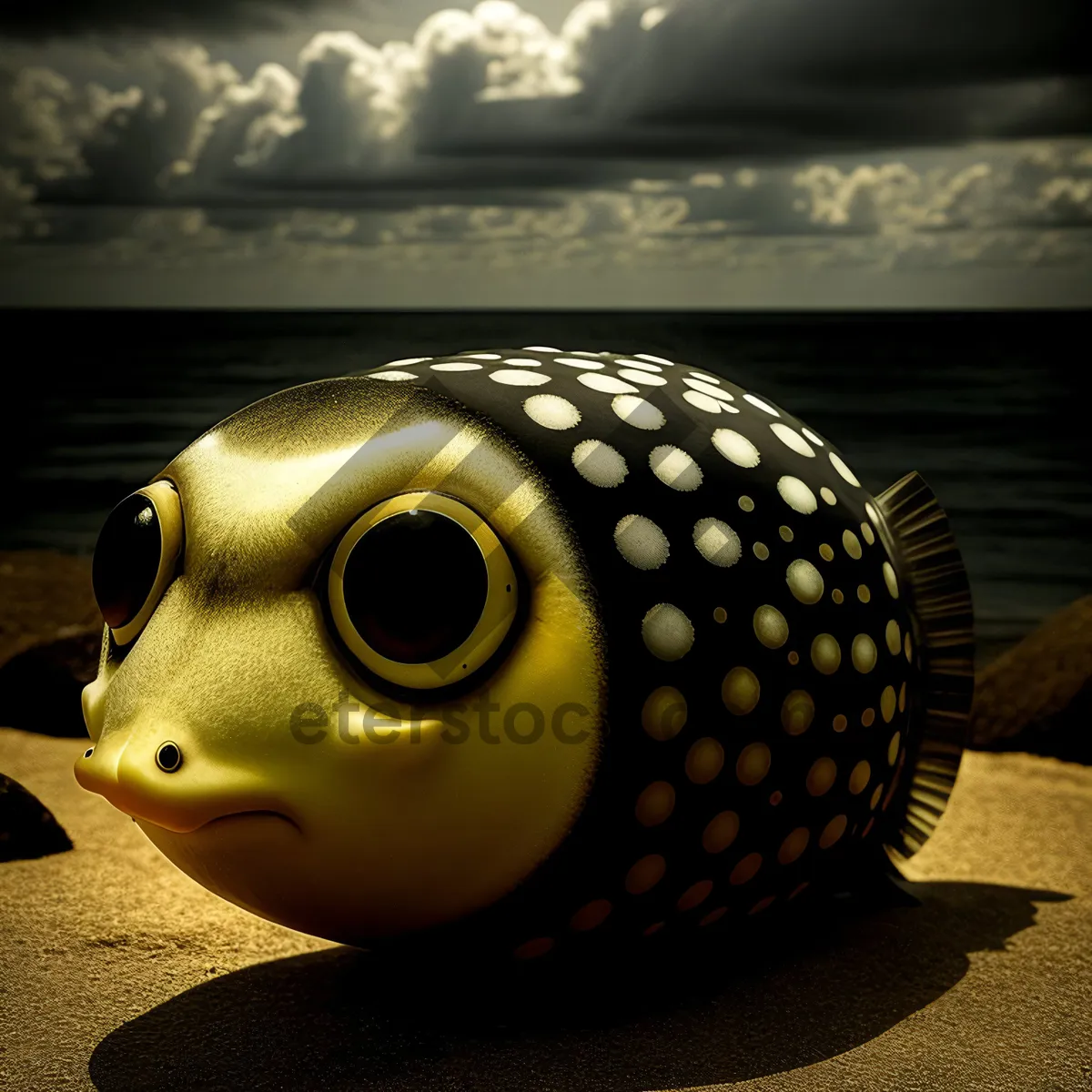 Picture of Puffer Piggy Bank Savings Container with Fish and Mask