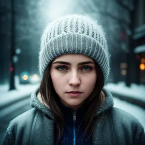 Smiling Winter Fashion Model in Pretty Hat