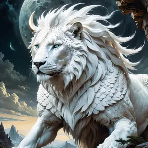 Wild White Tiger in Jungle - Carnivorous Feline Predator