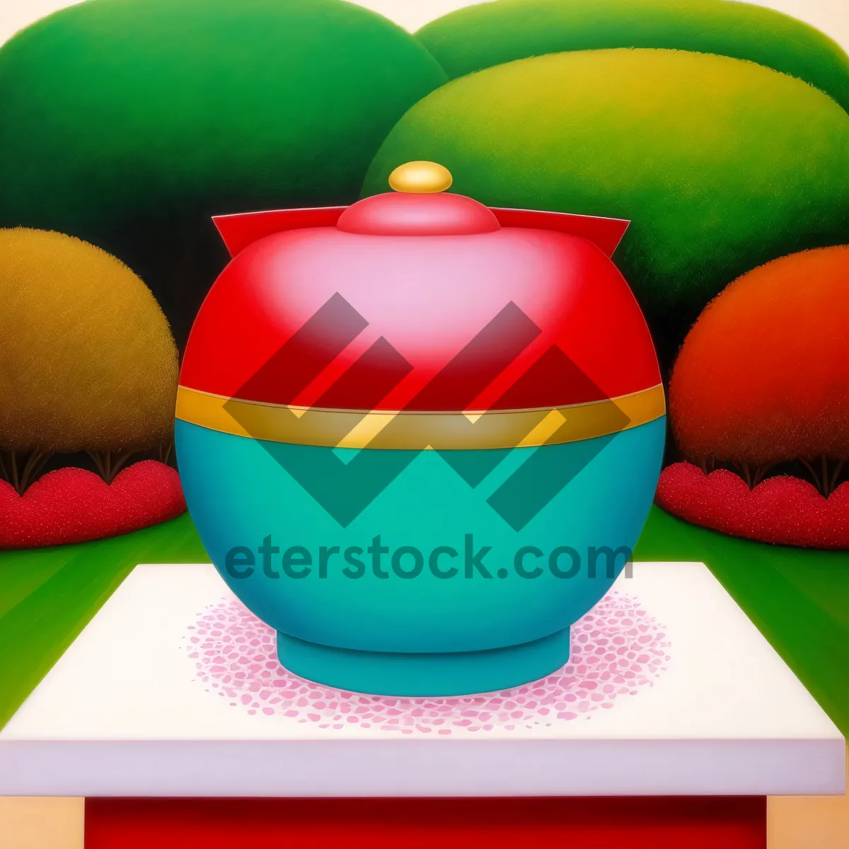 Picture of Brightly colored mixing bowl and cups