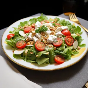 Delicious Gourmet Salad with Fresh Vegetables and Cheese