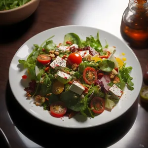 Healthy Vegetarian Salad with Fresh Organic Vegetables