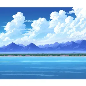 Serene Summer Sky over Lakeside Landscape