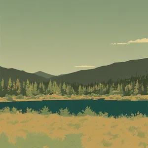 Serene Summer Scene: Meadow, Trees, and Lake.