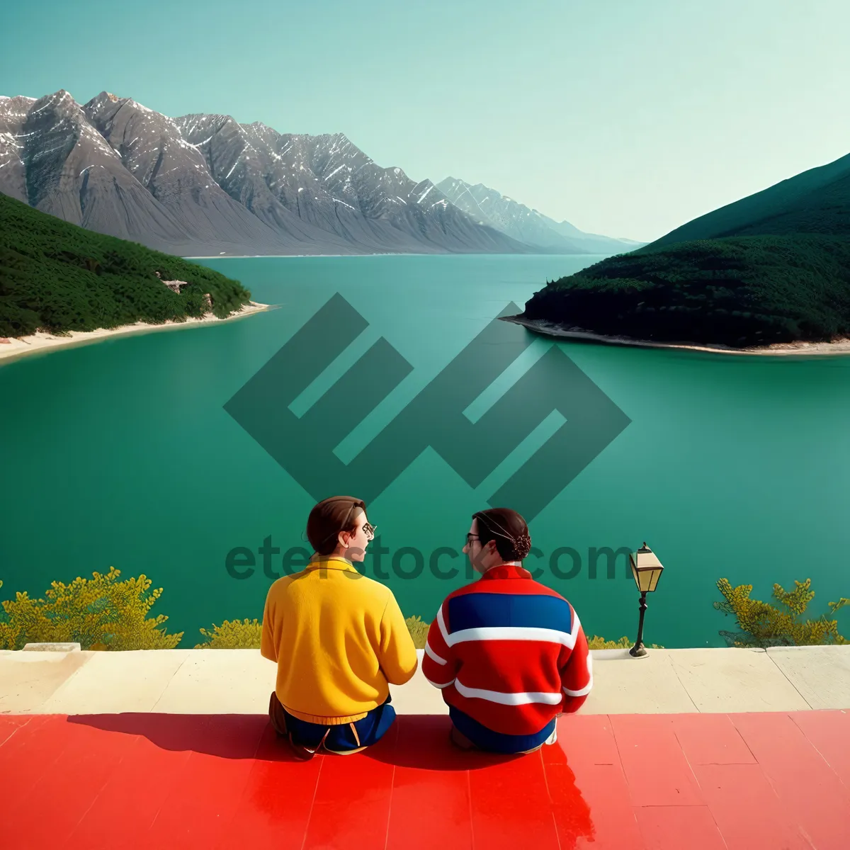 Picture of Serene Coastal Escape with Majestic Mountains and Azure Waters