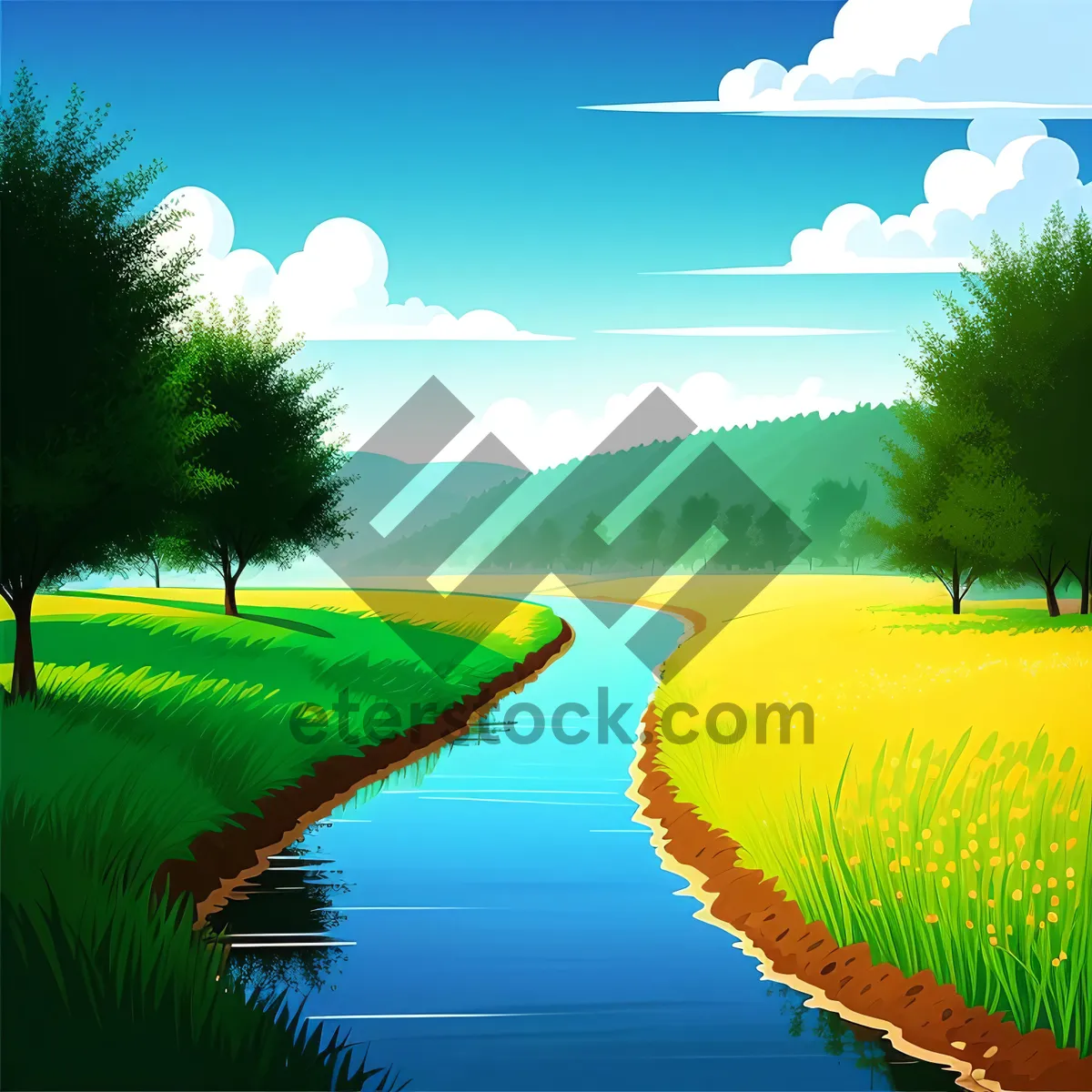 Picture of Serene Summer Landscape by the Lake