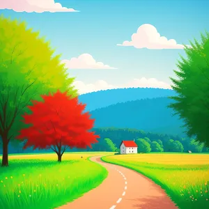 Vibrant Summer Countryside Landscape with Clear Blue Sky