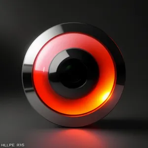 Shiny Black Round Web Button with 3D Glass Reflection.