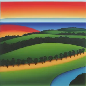 Serene Summer Countryside Landscape with Rolling Hills