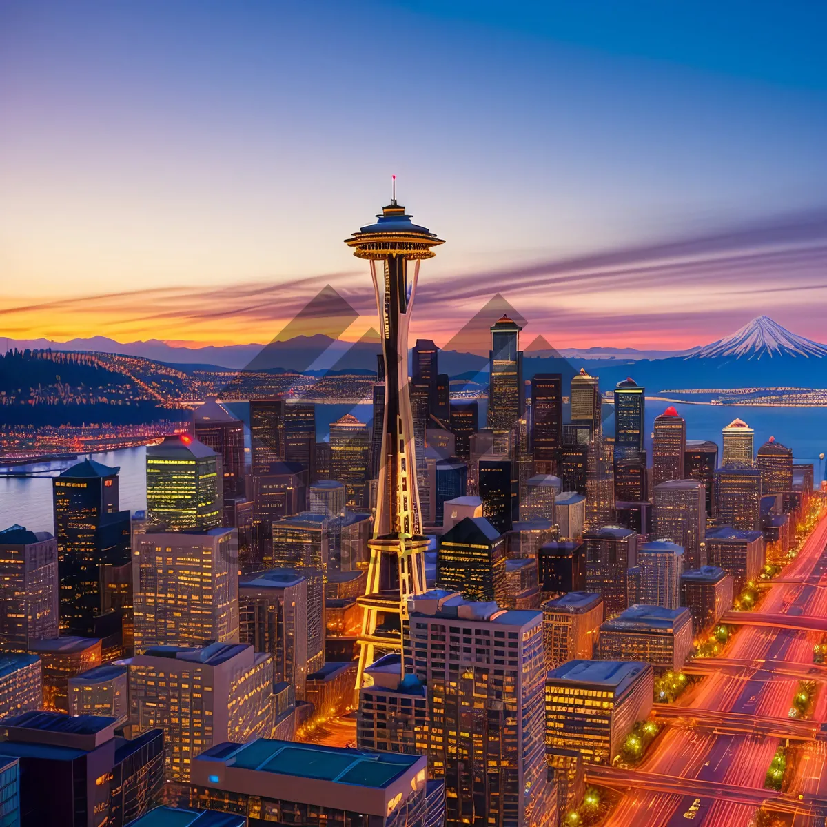 Picture of Nighttime Reflections: Urban Skyline and Waterfront