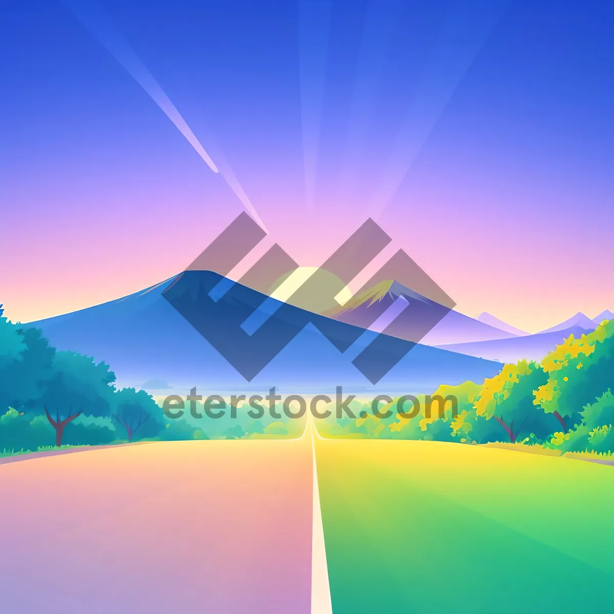 Picture of Vibrant Sky: Illuminated Landscape with Sunlight